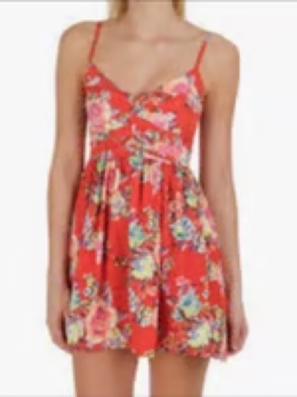 Roxy Red Floral Sundress with Multicolor Print